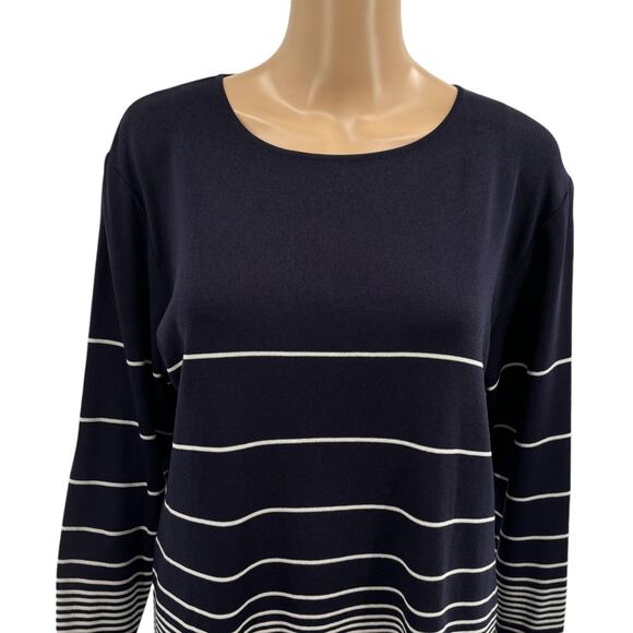Exclusively Misook Blue Striped Long Sleeve Tunic Top - Picture 3 of 8
